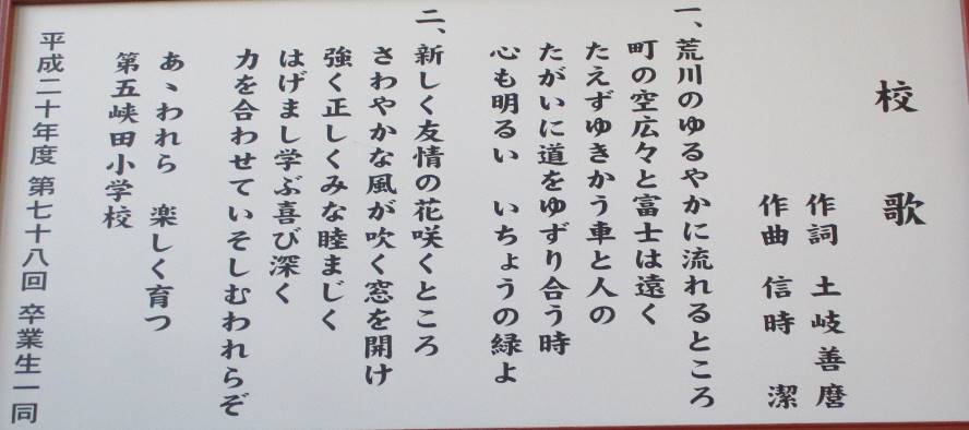 写真:校歌歌詞