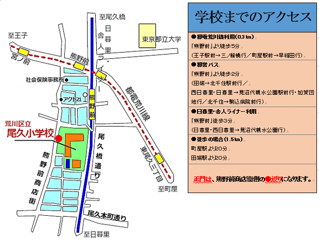 地図:尾久小学校周辺