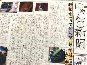 写真:廊下に掲示した新聞1