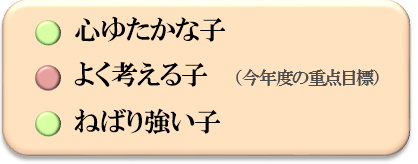 心ゆたかな子　よく考える子(今年度の重点目標)　ねばり強い子