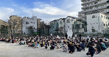 写真:全校朝会(1月24日)