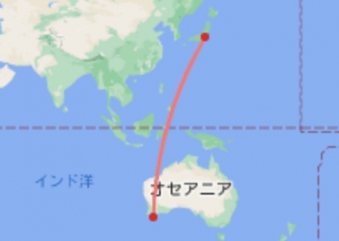 オーストラリアと日本の位置図