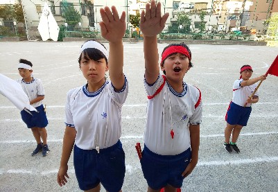 写真:運動会選手宣誓リハーサル