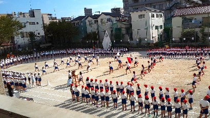 写真:運動会応援合戦リハーサル