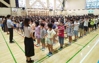 写真:2学期始業式　整列の様子