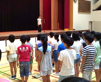 写真:2学期始業式　児童代表発表