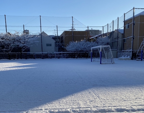写真:雪が積もった校庭1