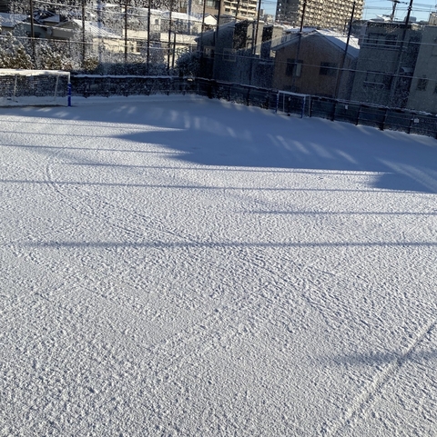写真:雪が積もった校庭2