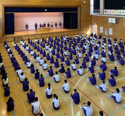 写真:生徒朝礼(9月13日)2