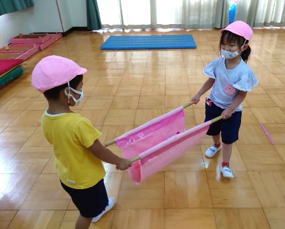 写真:親子競技の練習