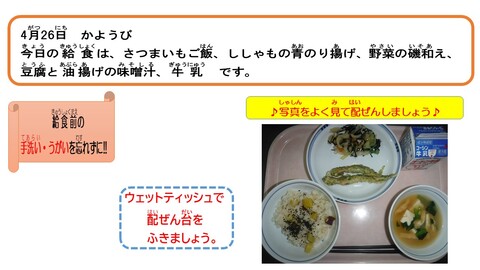 令和4年4月26日給食