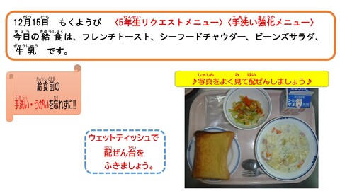 令和4年12月15日給食