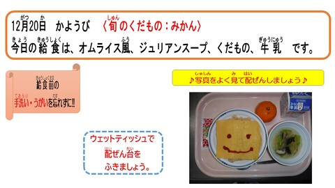 令和4年12月20日給食