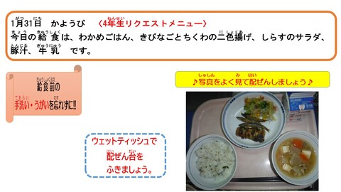 令和5年1月31日給食