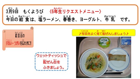 令和5年3月9日給食