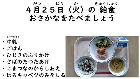 4月25日の給食写真