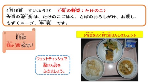 令和5年4月19日給食