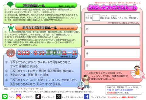 SNS・ネット四峡小ルール